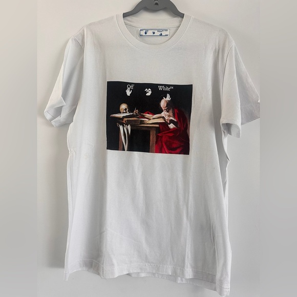 Off-White White T-Shirt with Red and Black Graphic - Picture 12 of 12